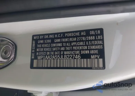 2018 Porsche Macan из США, поврежденный, VIN WP1AA2A55JLB22746